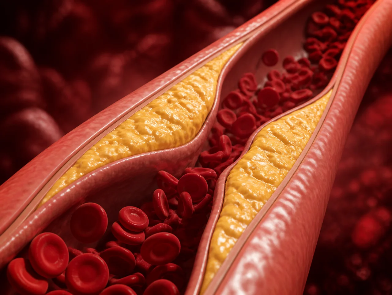 Cholesterol plaque narrowing an artery